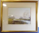 a fine watercolour study, 'The Windrush near Sherborne'; signed K.J. by Ken Messer, watercolour, sold Feb 2021