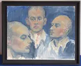 a box-framed oil on canvas onto board study 'Three Heads'; Julie by Julie Skjold, oil on canvas, sold Oct 2020