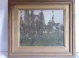 'A Normandy Village', signed D. Gauld lower left, labelled verso lined ( by David Gauld, oil, sold Oct 2020