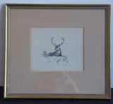 a gilt-framed and glazed title page ink sketch for 'British Mammals' Vol II by Archibald Thorburn, ink, sold Oct 2020
