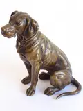 A very fine patinated bronze model of a seated hound by Franz Bergmann, bronze, sold Oct 2020
