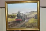 A Castle Class locomotive emerging from a tunnel under full steam, number 5082 painted to the front of the train by Gerald Broom, oil on canvas, sold Jul 2020