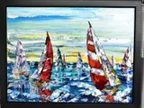 RACE DAY REGATTA V' sailing boats racing by Maya Eventov, oil on canvas, sold Jul 2020