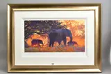BACKLIT GOLD' a limited edition print of Elephants 58/195 by Rolf Harris, print, sold Jul 2020