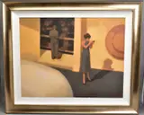 THE HOTEL ROOM' male and female figures in a room setting, initialled bottom left by Chris Bennett, oil on canvas, offered Jul 2020
