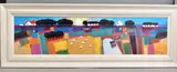 SUMMER SUN' a colourful landscape with sheep and cottages by David Body, oil on board, sold Jul 2020