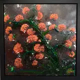 ORANGE RAPTURE' a modernist flower study by Clare Sykes, oil on canvas, sold Jul 2020