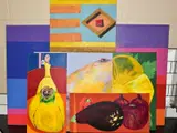 comprising 'Three Goldfish' by Michael Attree, still life studies of by Seven Modern Oil On Canvas, OIL ON CANVAS, sold Jul 2020