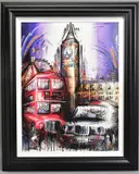 PLAYING FOR TIME' a limited edition print of London icons, Big Ben, Black Cab and Double Decker Bus 32/195 by Samantha Ellis, print, sold Jul 2020