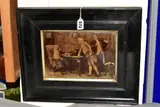 a crystoleum depicting three gentlemen in a room setting, framed, approximate image size 17cm x 24cm by John Arthur Lomax, print (other), sold Jul 2020