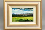 DREAMING SPIRES' an impressionist landscape with a town to the distance by Timmy Mallett, oil on board, sold Jul 2020