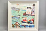 The quiet harbourside by Sally Anne Fitter, oil on board, sold Jul 2020
