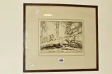 THE TREE FELLERS' forestry workers beside a tree by Harry Becker, etching on paper, sold Jul 2020