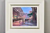 'Monmartre Twilight, Paris', a Parisiene street scene by Charles Rowbowtham, oil on board, sold Jun 2020