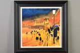 'Illumination, Cardiff', a rainy evening by the pier, by Peter J. Rodgers, watercolour on paper, sold Jun 2020