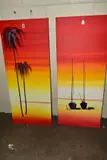 An early Brazilian coastal landscape Diptych by Henderson Cisz, oil, sold Jun 2020