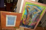 a modernist nude study of a female figure, attribution in pen to the frame verso by Stepan Nievald, oil on canvas, sold Jun 2020