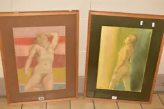 Spring' and 'summer by Ken Symonds, pastel on paper, offered Jun 2020