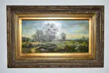 a rural landscape with figures beside a dwelling, painted in a late 18th/early 19th Century style by J. Richardson, oil on board, sold Jun 2020