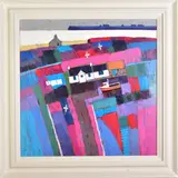 'High and Dry', a colourful Scottish landscape, signed lower by David Body, acrylic on canvas, sold Jun 2020