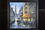 'Parisienne Cafe II' a French Street scene, signed bottom right, by Csilla Orban, acrylic on canvas, sold Jun 2020