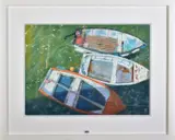 'Boats from the Pier, St Ives', a study of boats on a by James Bartholomew, pastel on paper, sold Jun 2020