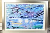 'SINGING THE BLUES', a modernist landscape with blue sky by Duncan Macgregor Dmac, acrylic, sold Jun 2020