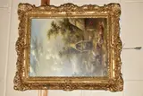 A Rural Idyll, farmyard scene with horses, cattle, pigs, by Georgina Lara, oil, sold Jun 2020
