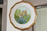 'Fox Cubs', a study of a pair of Fox Cubs peering over bluebells, by Pam Mullings, watercolour on paper, sold Jun 2020