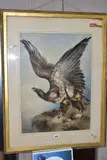 study of an eagle with wings raised whilst perched on an outcrop by William Heath, watercolour, offered Jun 2020