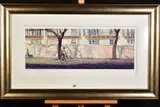 'Cyclist, Bayswater Road', a study of a London street, a Limited by Rolf Harris, print, sold Jun 2020