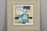 Quiet cuppa by Emma S Davis, mixed media on board, sold May 2020