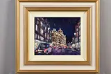 Harrods at night by Timmy Mallett, acrylic on board, sold May 2020
