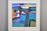 DISTANT BEACH' a colourful Scottish landscape by David Body, oil, sold May 2020