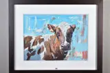 COW WITH EAR BACK' a portrait study of a cow by James Bartholomew R.S.M.A., mixed media on paper, sold May 2020