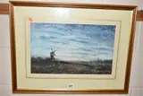 An evening landscape featuring a windmill by Herbert Finn, watercolour on paper, sold May 2020