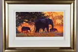 BACKLIT GOLD' a limited edition print of elephants 131/195 by Rolf Harris, print, sold May 2020