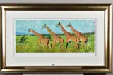 Four giraffes by Rolf Harris, print, sold May 2020