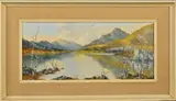 'Snowden From Fachwen', a Welsh Autumnal landscape, oil on by Charles Wyatt Warren, oil on board, sold Apr 2020