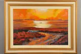 'Magical Evening', an impressionistic sunset over a river, by Timmy Mallet, oil on board, sold Apr 2020