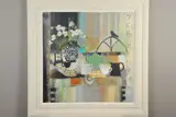 'Chinwag', a still life table setting, mixed media on canvas, by Emma S Davis, mixed media on canvas, sold Apr 2020