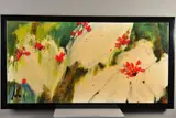 'License To Love', stylised blossoms and foliage, by Danielle O'Connor Akiyama, acrylic on canvas, sold Apr 2020