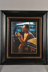 'Darya in a Car with Lipstick', a study of a female figure by Fabian Perez, oil on canvas, sold Apr 2020
