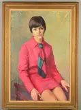 'Irene', a three quarter length portrait of a seated young by Michael Gilbery, oil on canvas, sold Apr 2020