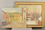 'Pietrasanta, Northern Italy', a rural Italian village, oil by Michael Gilbery, oil on canvas, sold Apr 2020