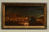stagecoaches travelling at night, oil on relined canvas, signed by H. F. Jones, 1866, oil, sold Apr 2020