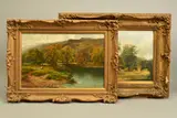 'On The Wye', lady with basket walking alongside the by Charles L. Shaw, 1890, oil, sold Apr 2020
