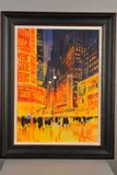 'Broadway Lights, New York', a rainy evening cityscape, by Peter J. Rodgers, watercolour on paper, sold Apr 2020