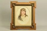 portrait sketch of a young woman, watercolour, signed lower by Fred J. Knowles, watercolour, sold Apr 2020