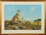 'Cheetahs', a study of the Big Cats overlooking the African by Rex Flood, acrylic on board, sold Apr 2020